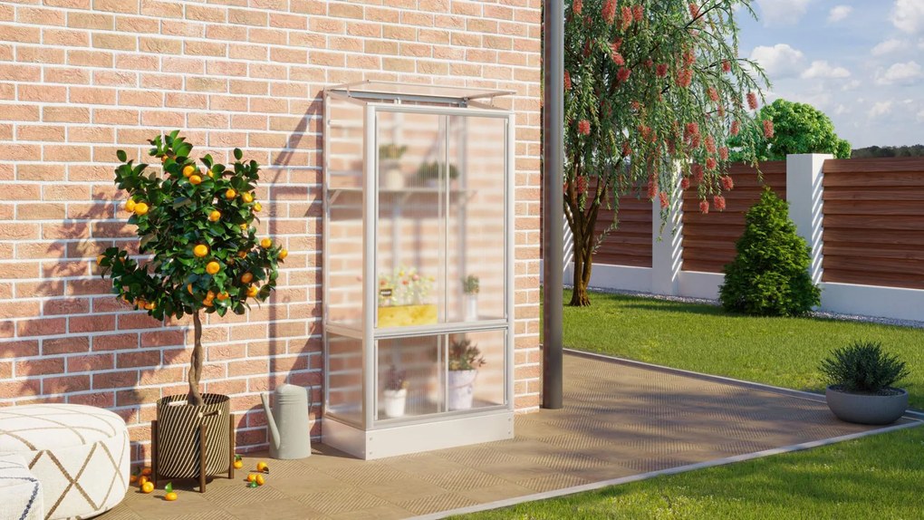 Vitavia Polis muur- en balkonserre - 0,35m² - met 4 mm polycarbonaat - Aluminium - met fundering