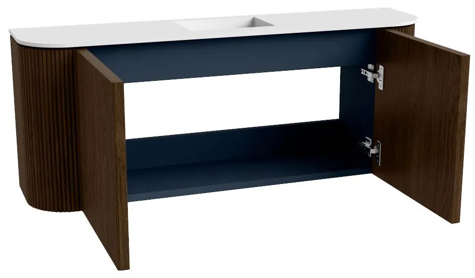 Mondiaz Joya 105cm toiletmeubel ronding links/rechts walnut met wastafel faye midden 1 kraangat talc