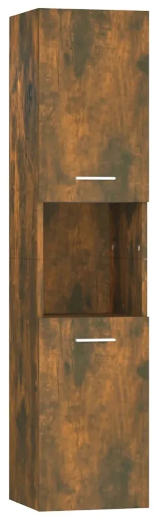 vidaXL Badkamerkast 30x30x130 cm bewerkt hout gerookt eikenkleurig