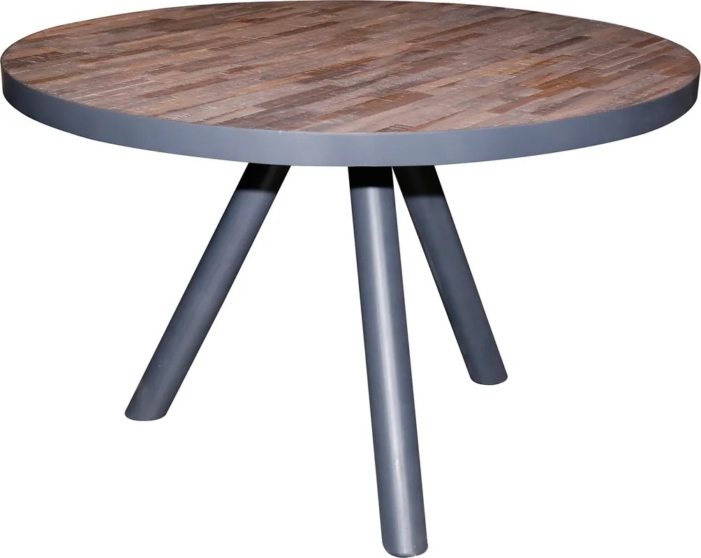 Ronde Eettafel 120cm Donkergrijs Met Hout - 120 X 120cm.