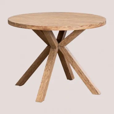 Ronde Eettafel Ø120 Cm Van Naele Hout Eucalyptus Bruin & Ø100 Cm - Sklum