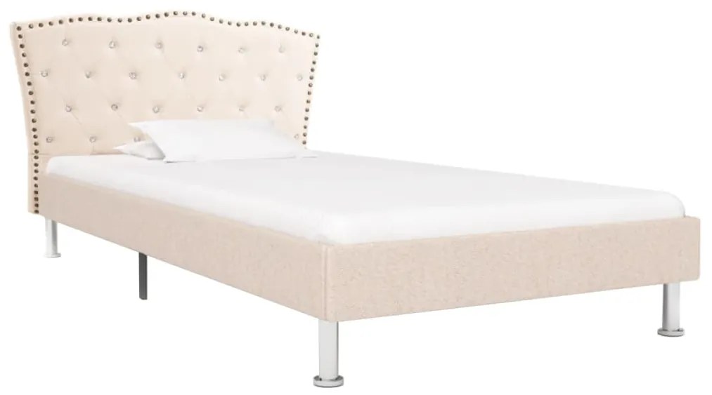 vidaXL Bedframe stof beige 90x200 cm