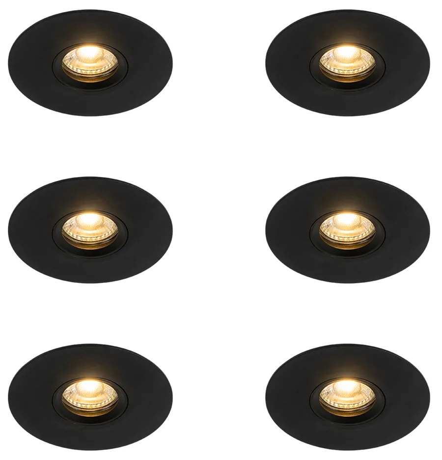Set van 6 Moderne inbouwspot zwart 12 cm - Buco