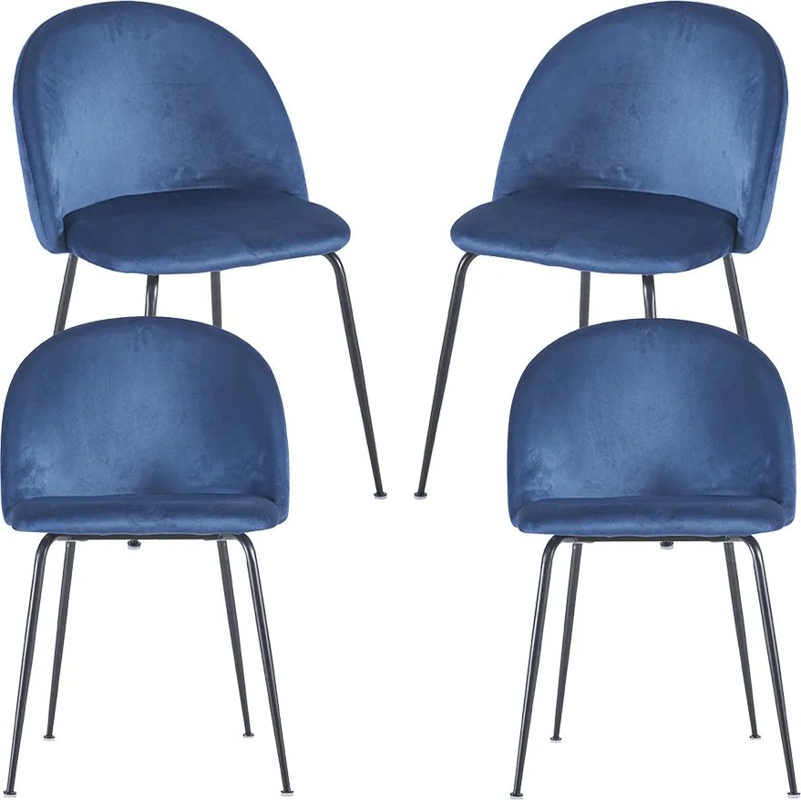 Set 4 Black Dalnia Fluwelen Stoelen