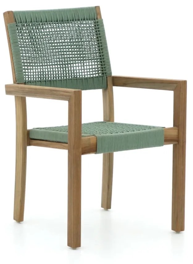 Dining tuinstoel |   ROUGH Batang | Rope (touw) | Groen/Old Teak | Stapelbaar | Kees Smit Tuinmeubelen