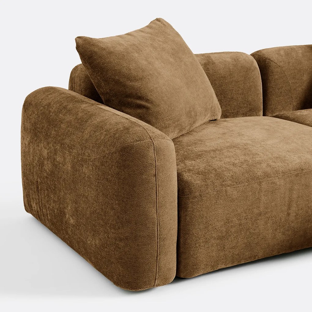 Modulaire bank, rechterhoek, met longchair van jacquard chenille, AMAD