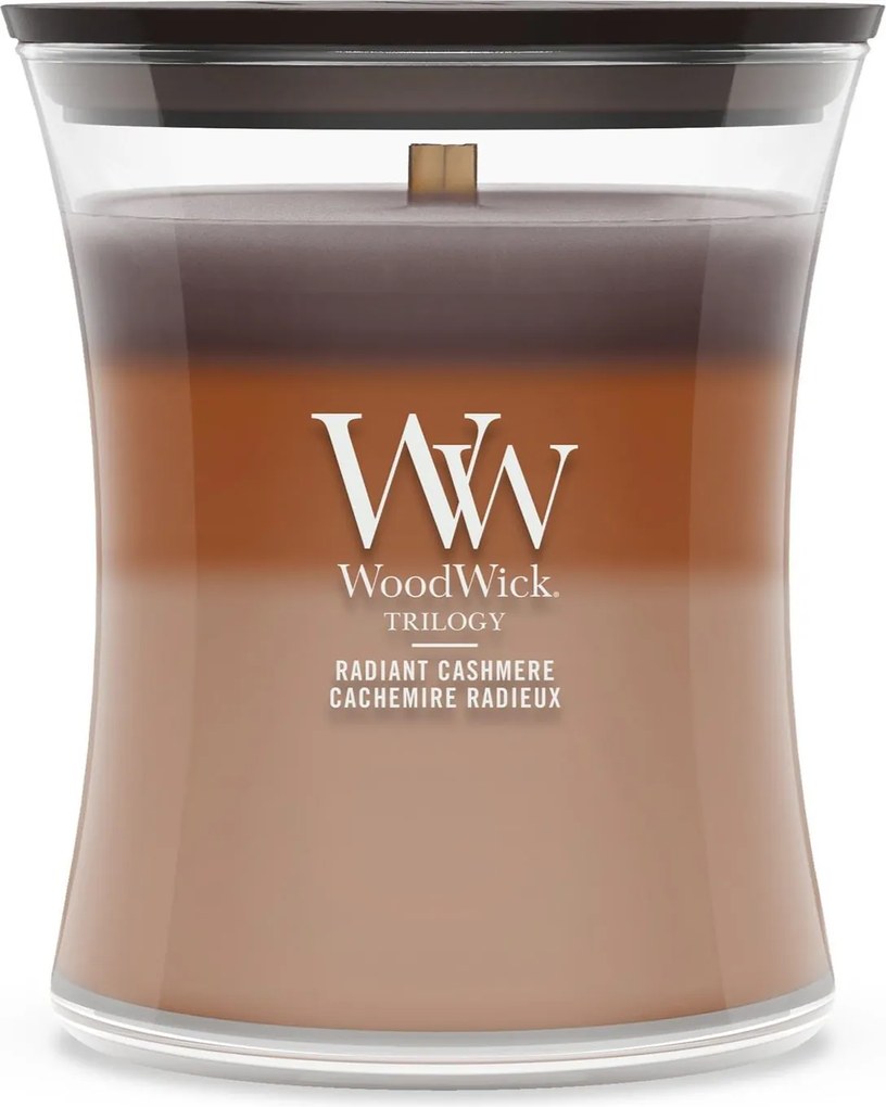 WoodWick geurkaars - Medium Hourglass Trilogy - Radiant Cashmere