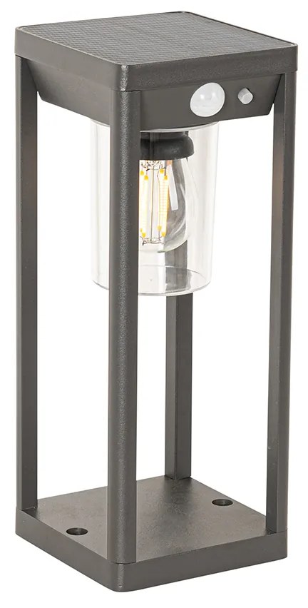 Staande buitenpaal donkergrijs 25 cm met dimlicht en sensor op solar - Sonne