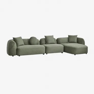 3-delige Modulaire Rechter Chaise Longue Bank In Chenille Coco Chenille Saliegroen - Sklum