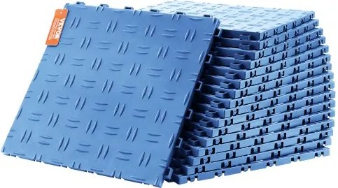 VEVOR Garagevloerfittingen, 305 x 305 x 13,4 mm, 50-delige industriële vloer, antislip dubbelzijdige gestructureerde garagevloer, voor garages, kelders, reparatiewerkplaatsen, blauw