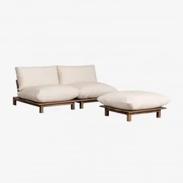 2-delige Modulaire Tuinligbank Met Poef Van Acaciahout Brina Beige – Crème - Sklum