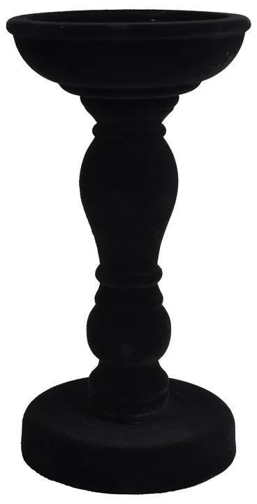Kaarshouder velvet - zwart - 20 cm