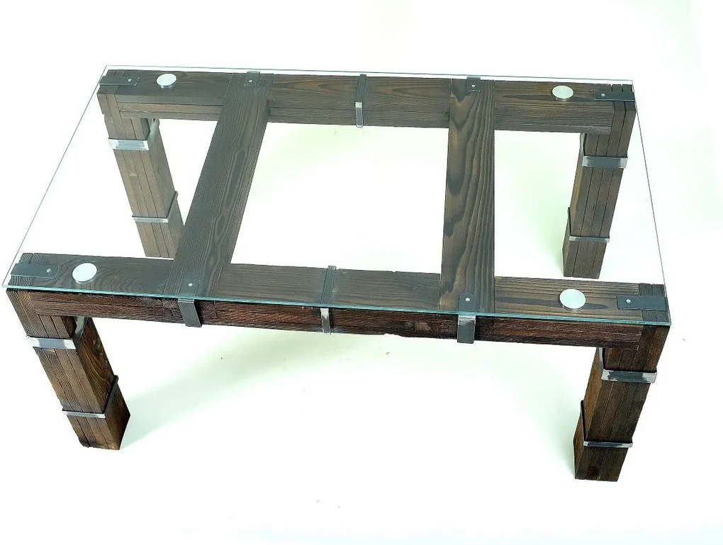 CHYRKA® Eettafel LD woonkamertafel DROHOBYCZ Loft Vintage Bar Industrieel Design Handgemaakt hout metaal glas