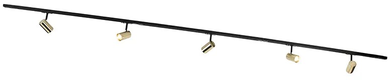 Smart railsysteem zwart met goud 1-fase 5-lichts incl. Wifi GU10 - Iconic Jeana