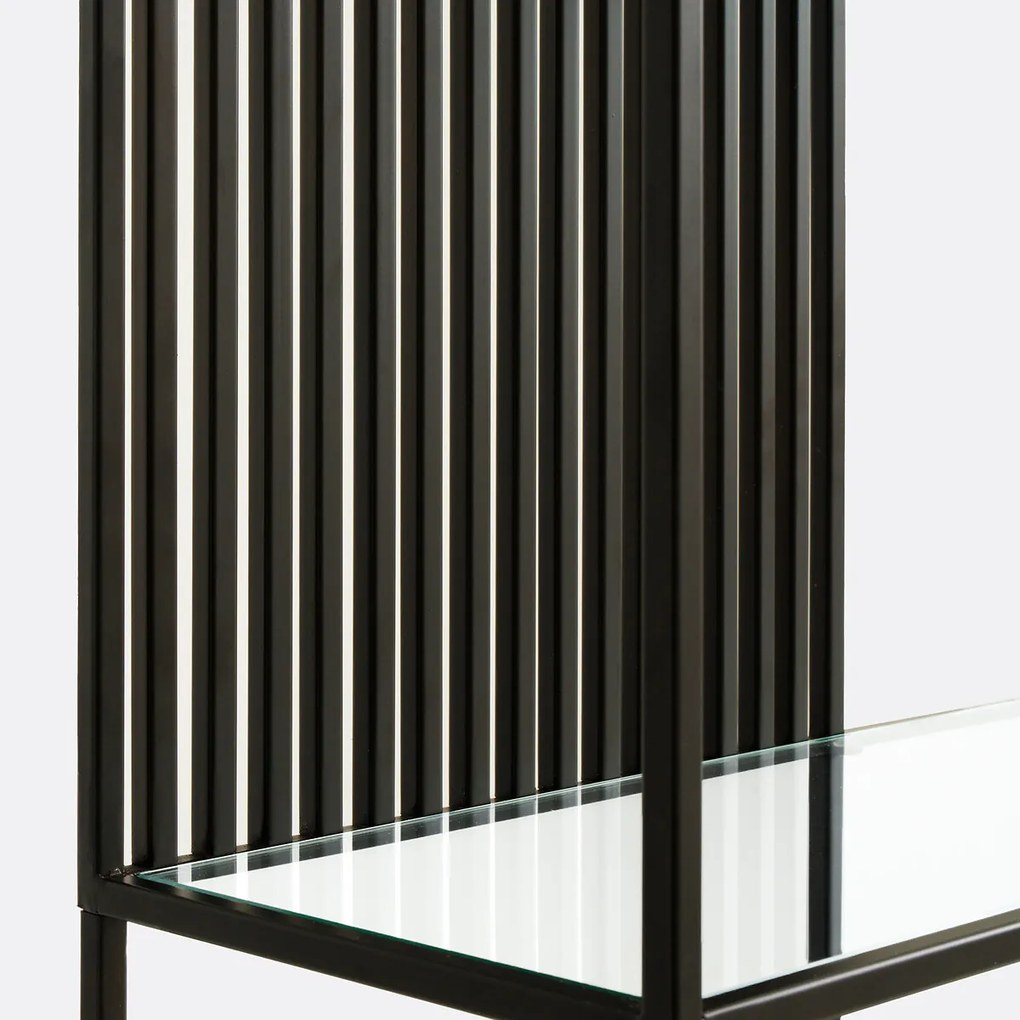 Boekenrek in metaal en glas, Rectiligne