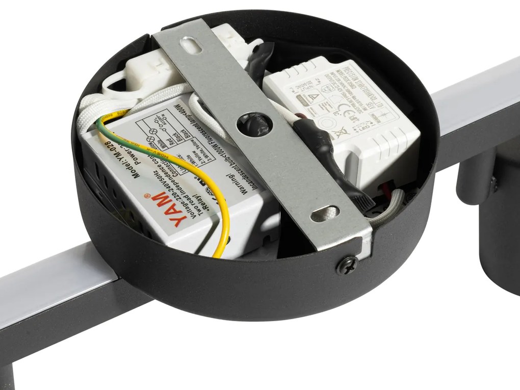 Plafondspot zwart GU10 50mm 2-lichts incl. backlight en 3-way switch - Back Up