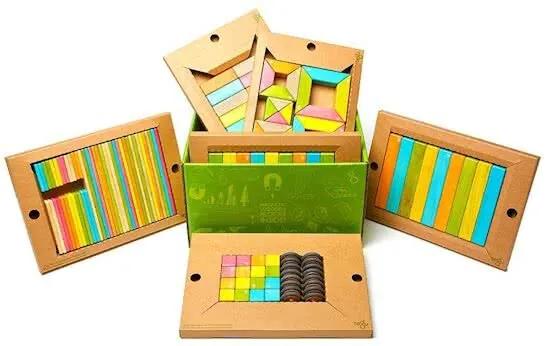 130 Piece Classroom Magnetic Wooden Block Set Tints