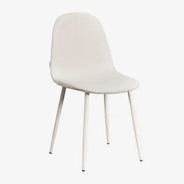 Set Van 2 Glamm Eetkamerstoelen Beige – Crème & Bouclé Wit & Bouclé - Sklum