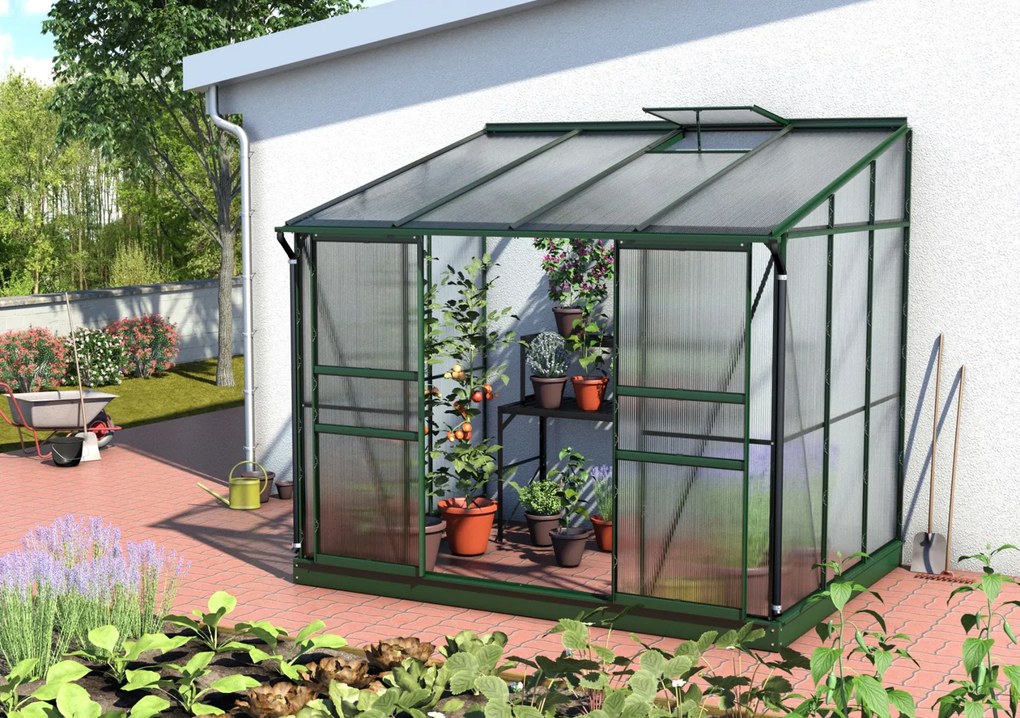 Vitavia Ida muurserre - 5,2m² - met 6 mm polycarbonaat - Donkergroen