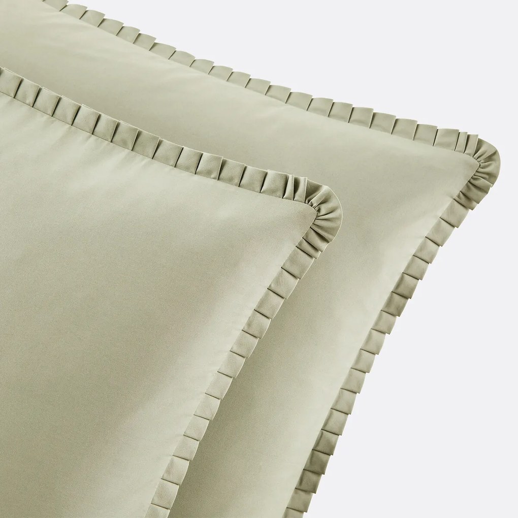 Kussensloop in perkal katoen, geplooide volants