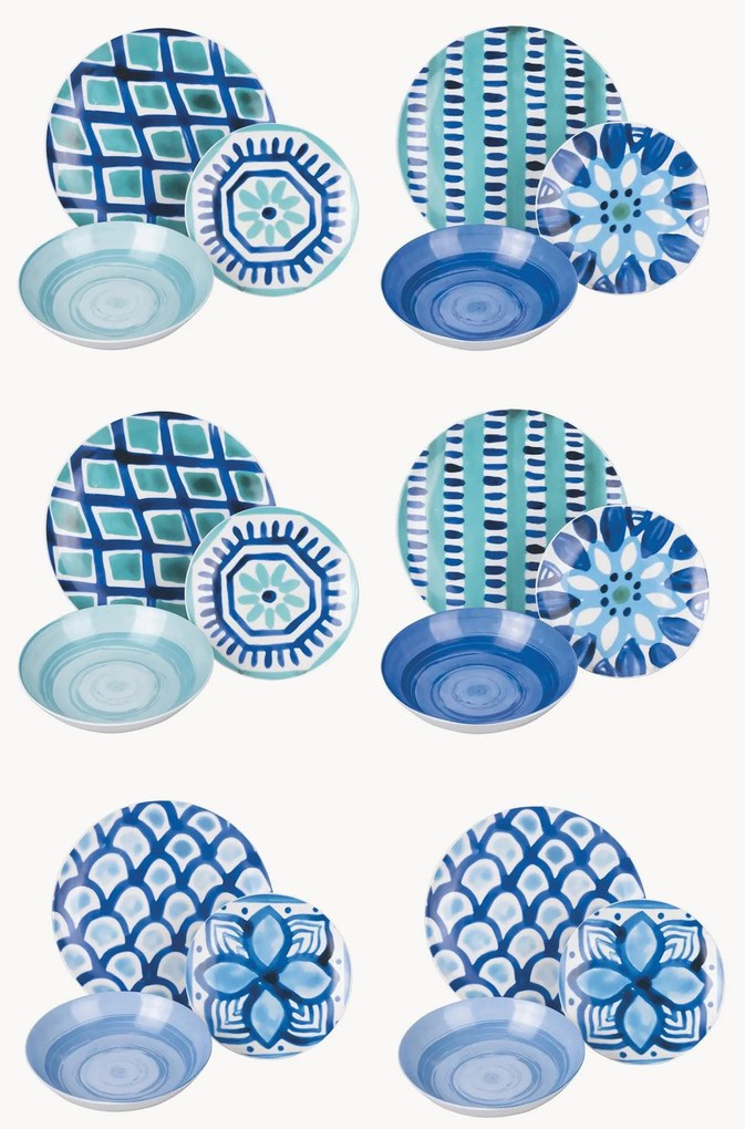 Serviesset Aquazul, 6 personen (18-delig)