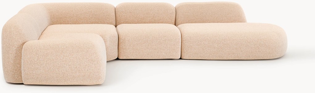 Modulaire bouclé XL hoekbank Wolke met chaise longue