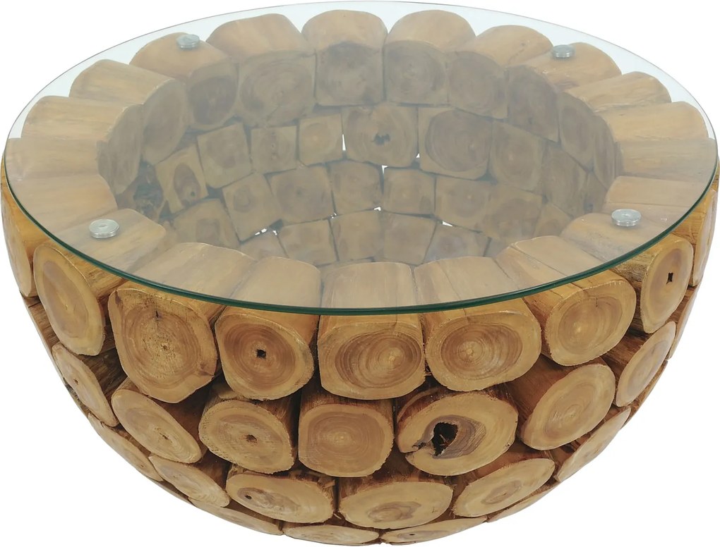 BRANCH 70 | Teak Bowl Salontafel met glas | Rond | 70x45