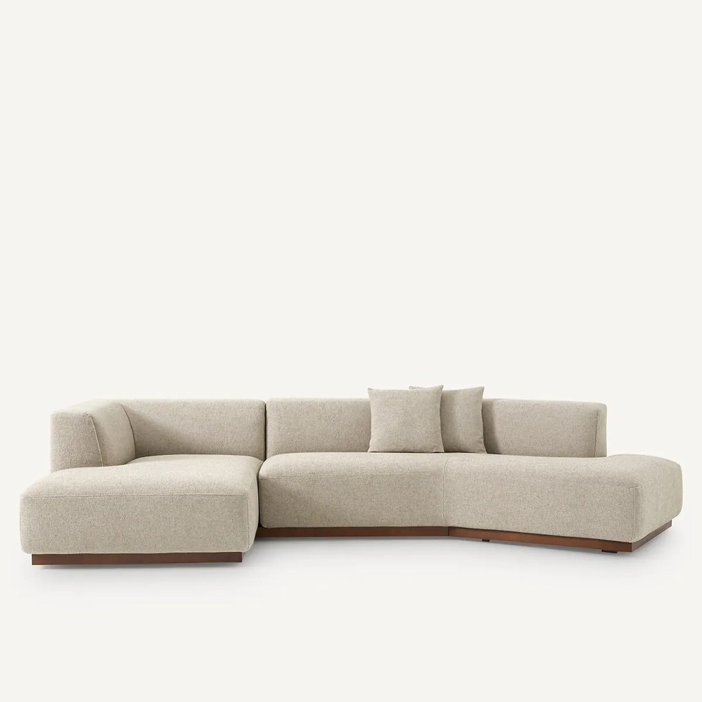 Linkse open hoekbank van getextureerd viscose linnen, Jacopo