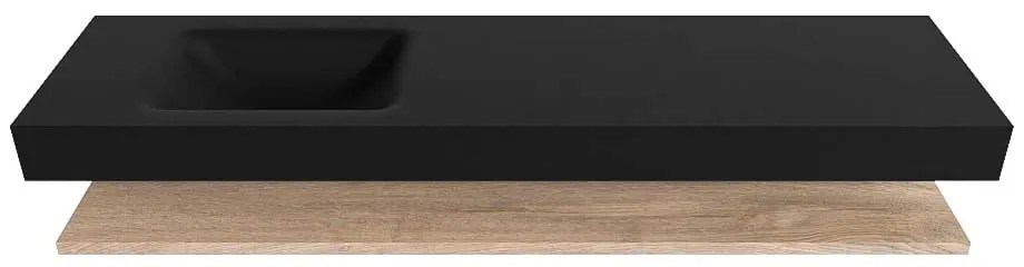 Zaro Alan badmeubel 180cm met planchet washed oak en vrijhangende wastafel cloud links 1 kraangat urban