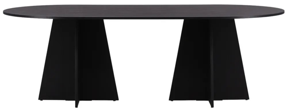 Ovale Eettafel Met Kruisvoet Zwart - 230 X 115cm.