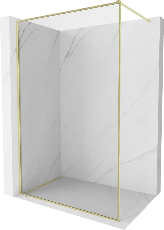 Mexen Kioto-F douchescherm Walk-in met frame 120 x 202 cm, transparant 8 mm, geborsteld goud - 800-120-104-55-00