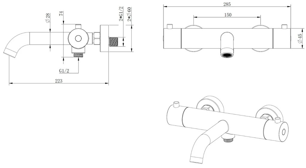 Best Design Ore opbouw bad thermostaatkraan RVS