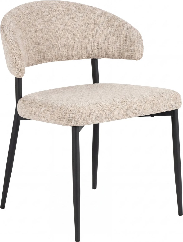 IRIS Beige (stof Juto 4) / zwart onderstel – MODERNE GESTOFFEERDE STOEL VOOR WOONKAMER/EETKAMER BOHO