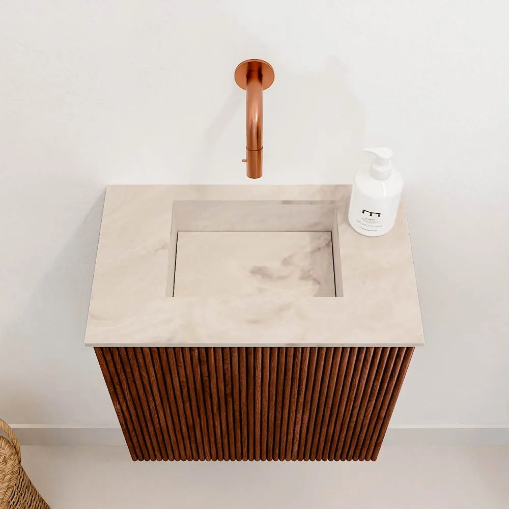 Mondiaz Joya DLux 40cm toiletmeubel ruby met wastafel faye midden zonder kraangat frappe