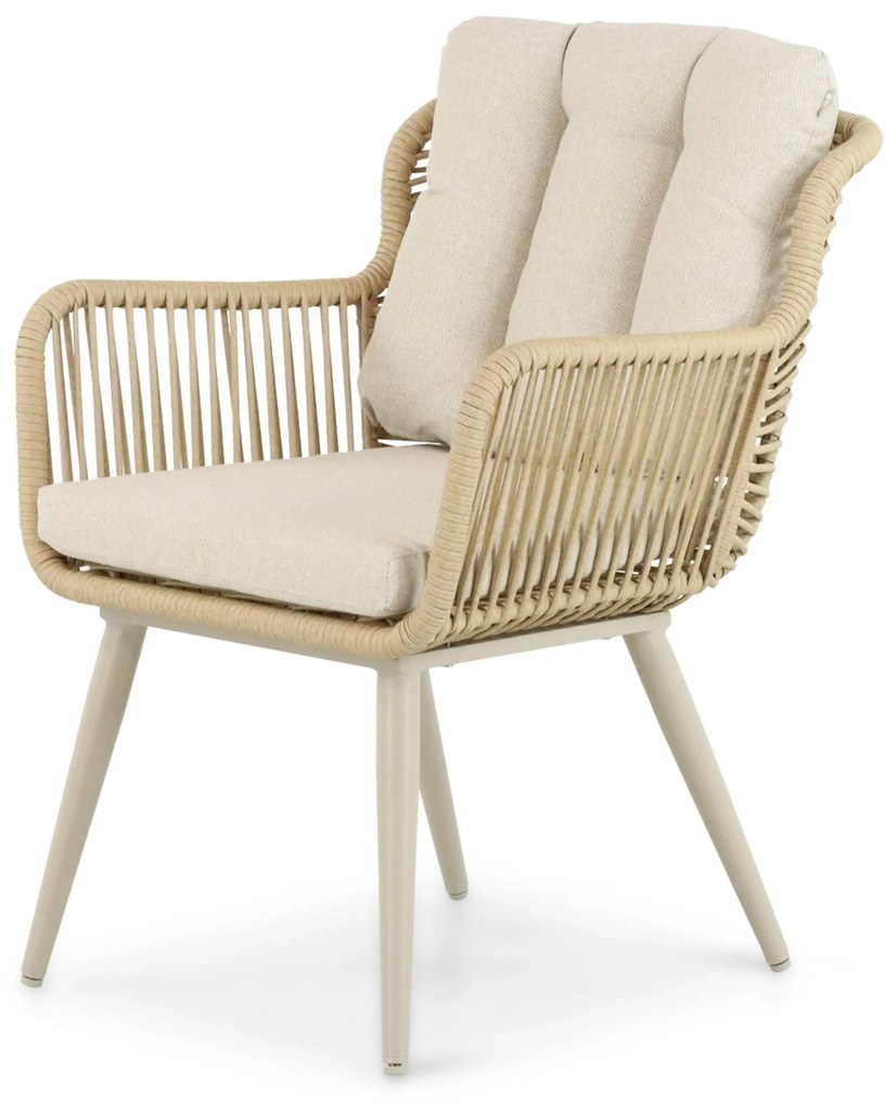 Tuinset 4 personen 125 cm Aluminium/wicker Taupe Coco Custa/Matale