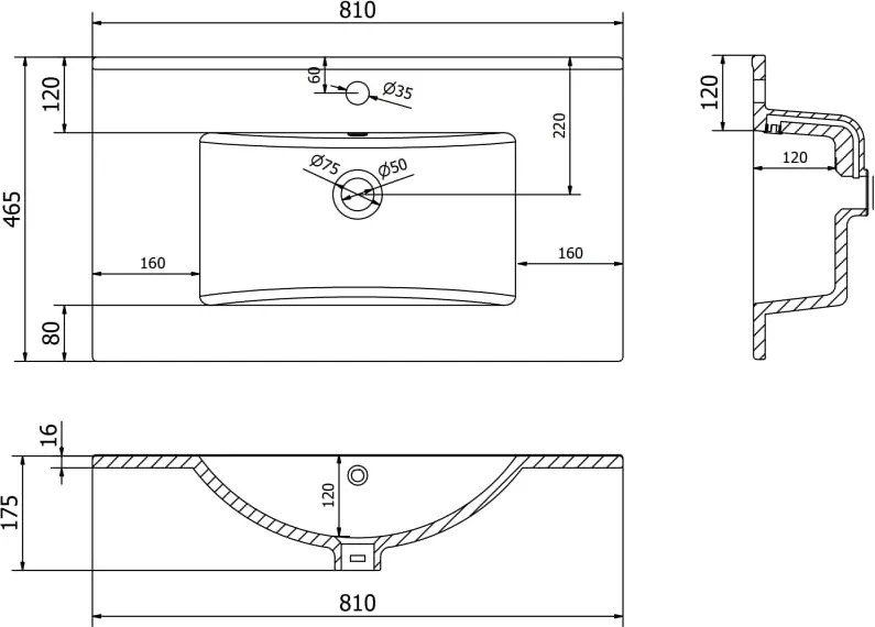 Mexen Atena inbouw wastafel 80 x 46 cm, wit - 25018000