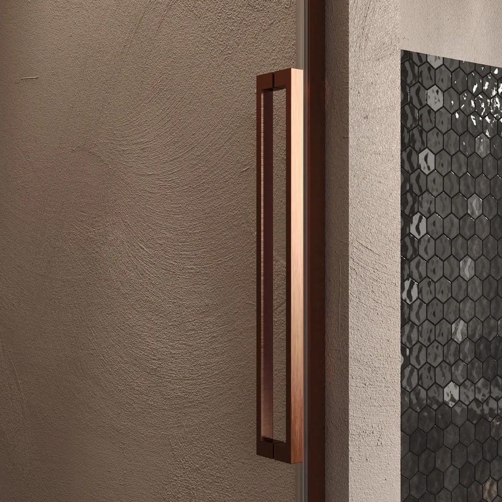 Brauer Stellar nisdeur met vaste wand 140cm koper geborsteld PVD