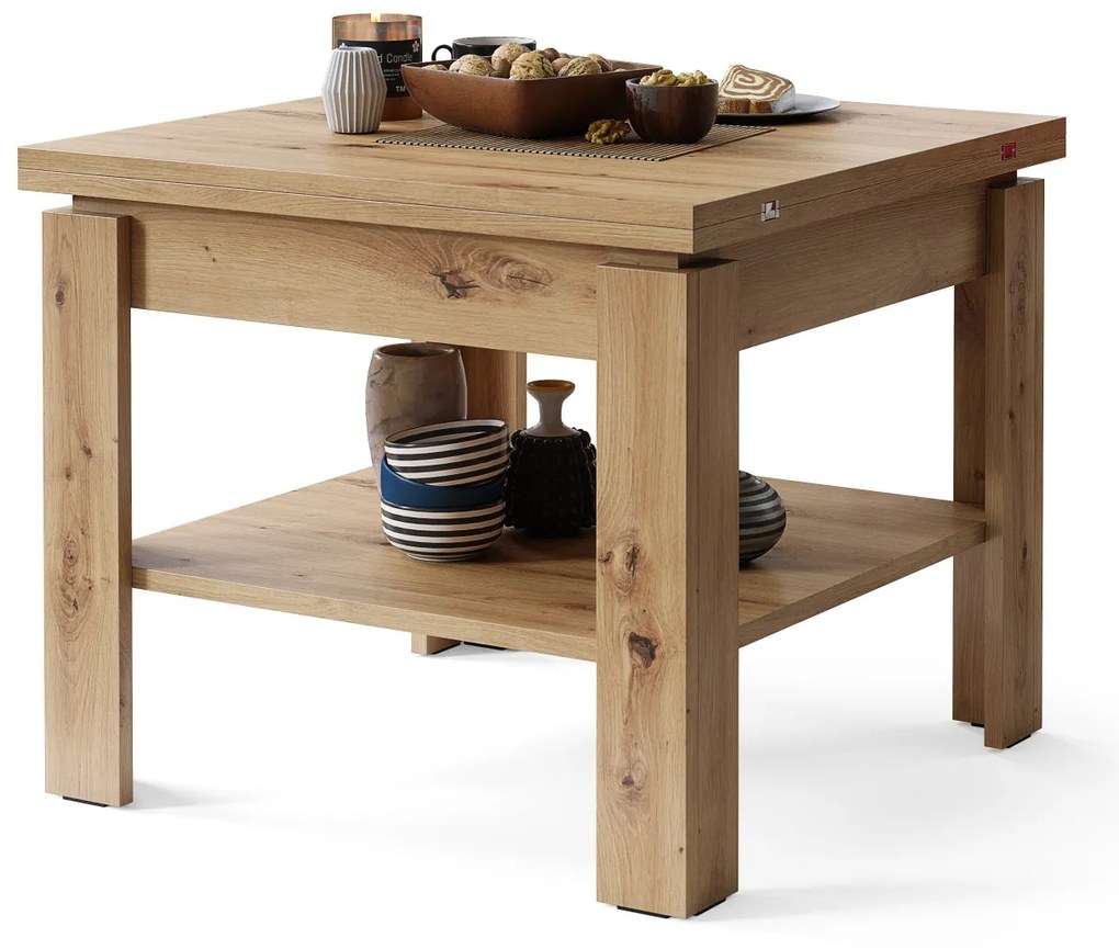 LEO Artisan Eiken - KOFFIETAFEL MET UITKLAPBAAR BLAD