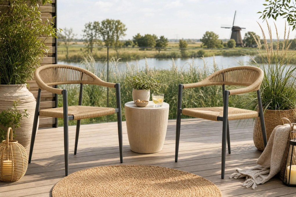 Tuinset 4 personen 160 cm Aluminium/Rope Taupe De Laan Projects