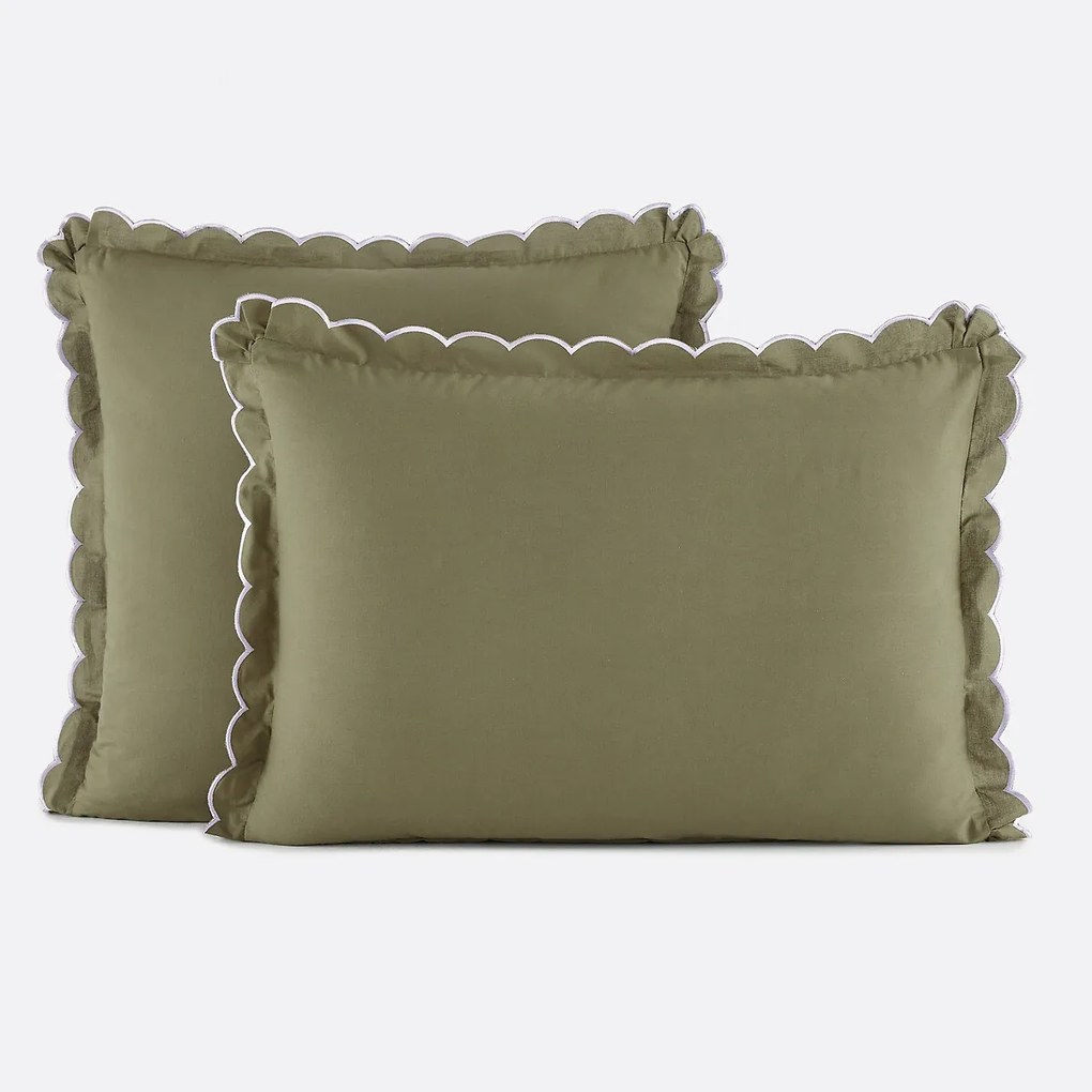 Effen kussensloop met franjes in gewassen katoen, Scenario