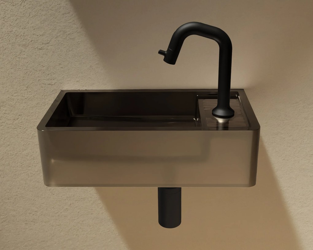 Riho Frosted fontein solid surface met kraangat rechts frosted umber