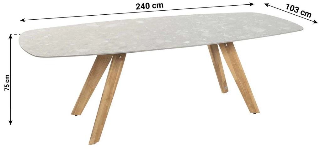 Dining Tuintafel rechthoekig 240 x 103 cm teak Teakhout/keramiek Naturel teak Montana