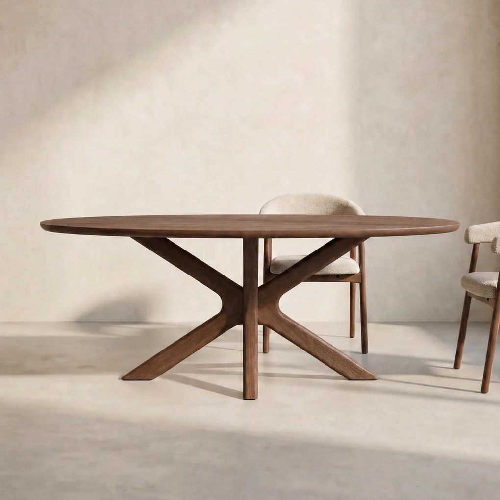 Eettafel Kruispoot Walnoot 260 - 260 X 110cm.