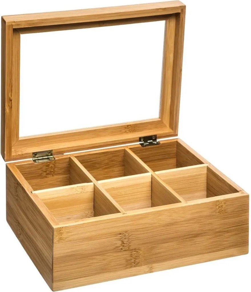 Secret de Gourmet theedoos 22 x 15 x 8,5 cm - 6 vakken - Bamboe
