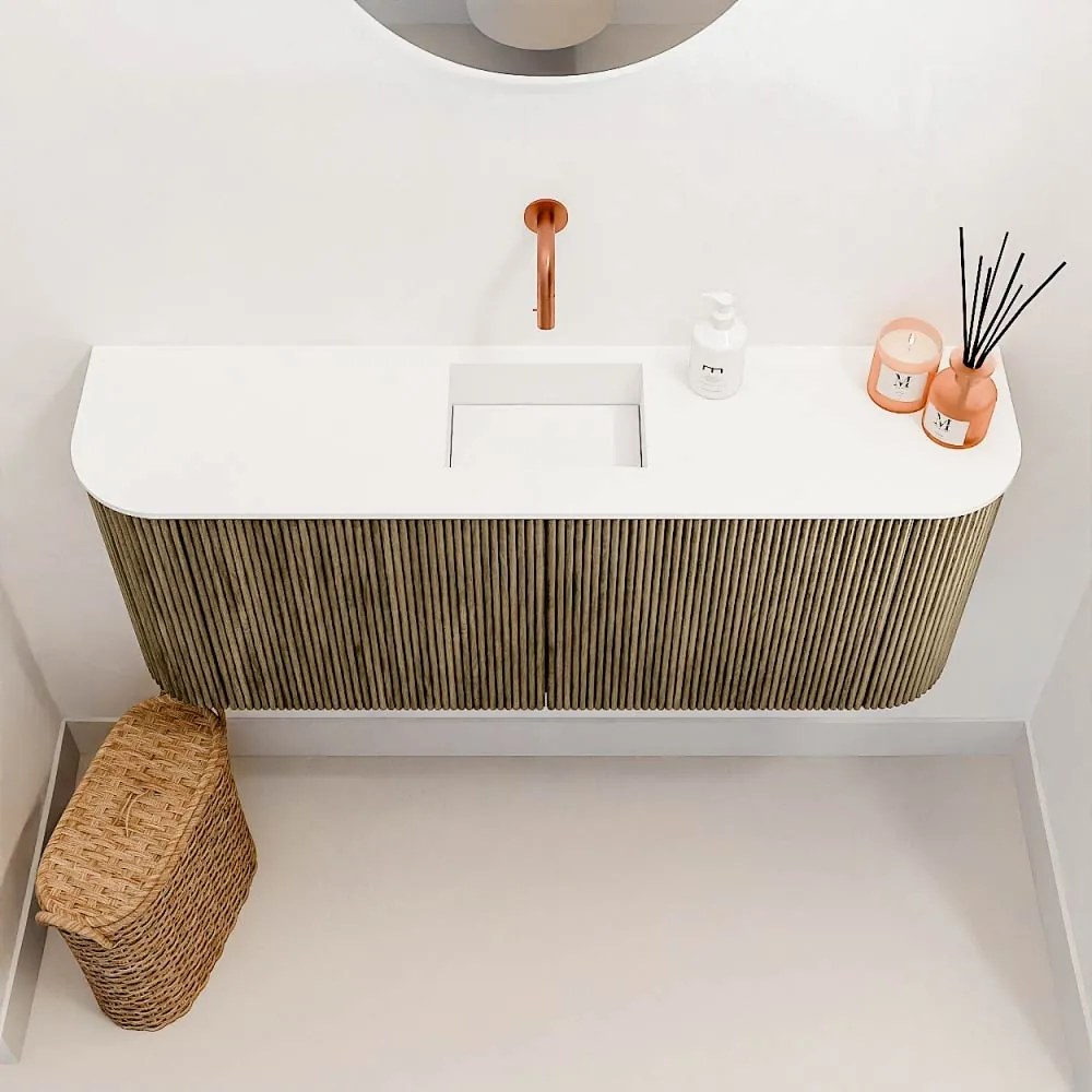 Mondiaz Joya 105cm toiletmeubel ronding links/rechts dusk met wastafel faye midden zonder kraangat talc
