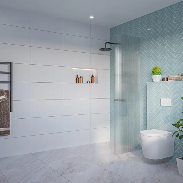 Fortifura Galeria Inloopdouche - ribbel glas - 60x200cm - 8mm - nano - blind inbouw profiel SW797950 SW1102415