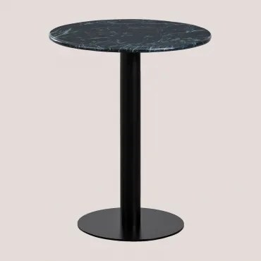 Ronde Barkruk Ø60 Cm In Rocher Marmer Zwart & Groen Marmer Big Flower - Sklum