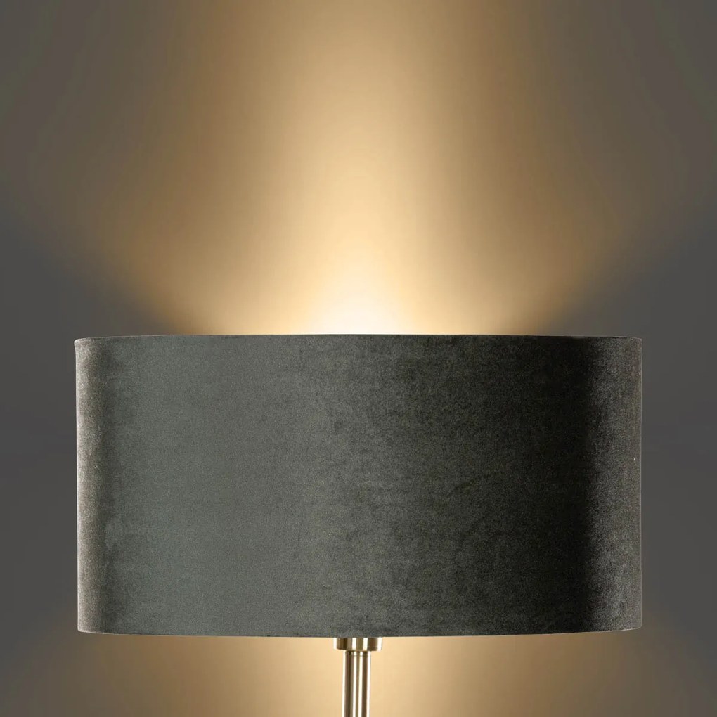 Vloerlamp messing met ovale velours kap groen 50cm - Simplo Modern, Klassiek / Antiek E27 Binnenverlichting Lamp