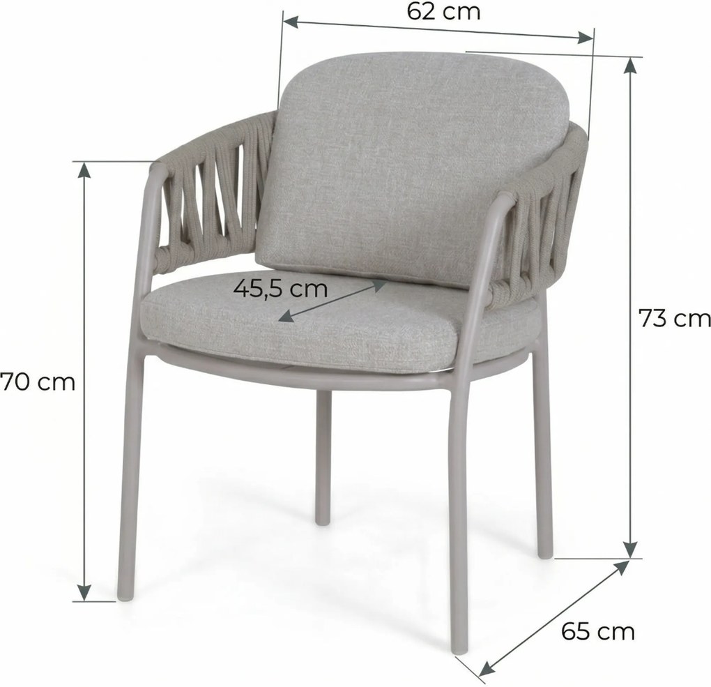 Tuinstoel Aluminium/rope Zand/Beige 4 Seasons Calma  loft