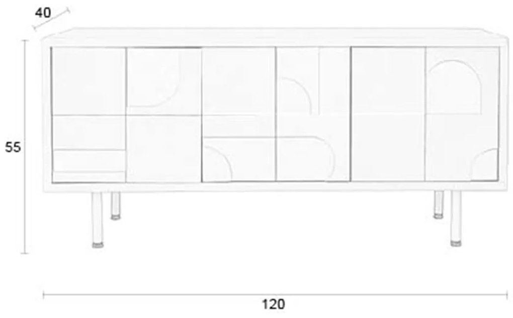 Beige Dressoir Met Relief Vormen - 120x40x55cm.